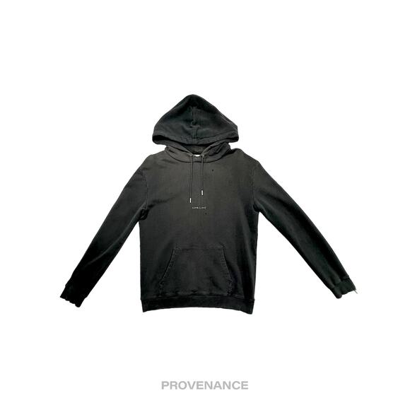 🔴 Saint Laurent Paris SLP Logo Hoodie - Distressed Black M - Picture 1 of 12
